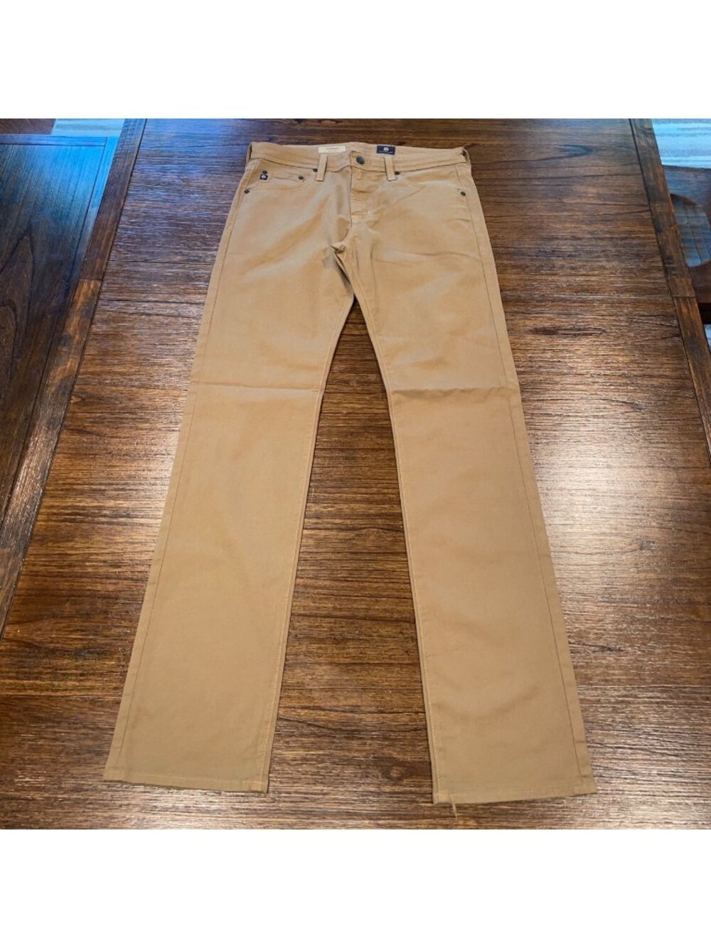 AG Matchbox Slim Straight Pant 32x35 Sample Line Khaki Tan Chino Stretch Office